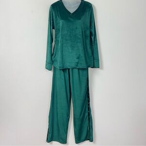 Comfort Code by Cuddl Duds Emerald Velour Lounge Set Size M